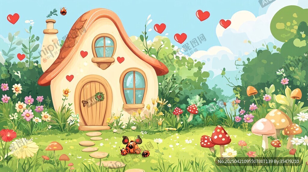 童话风田园小屋梦幻场景