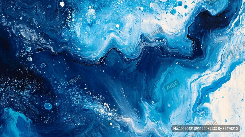 梦幻蓝色流体艺术纹理