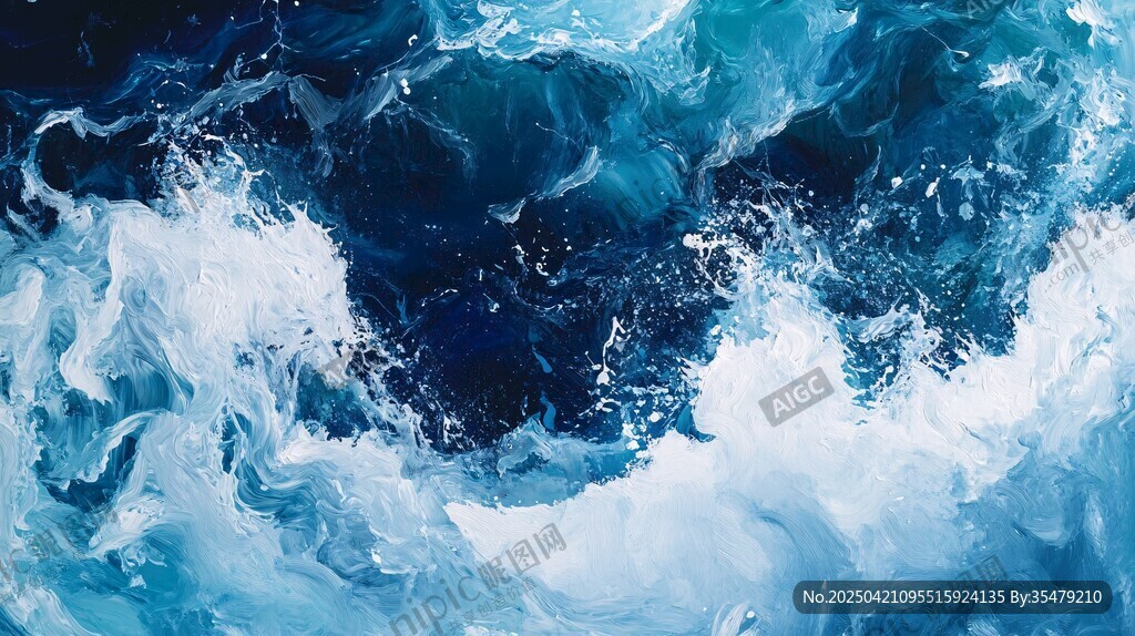 汹涌蓝色海浪壮观景象