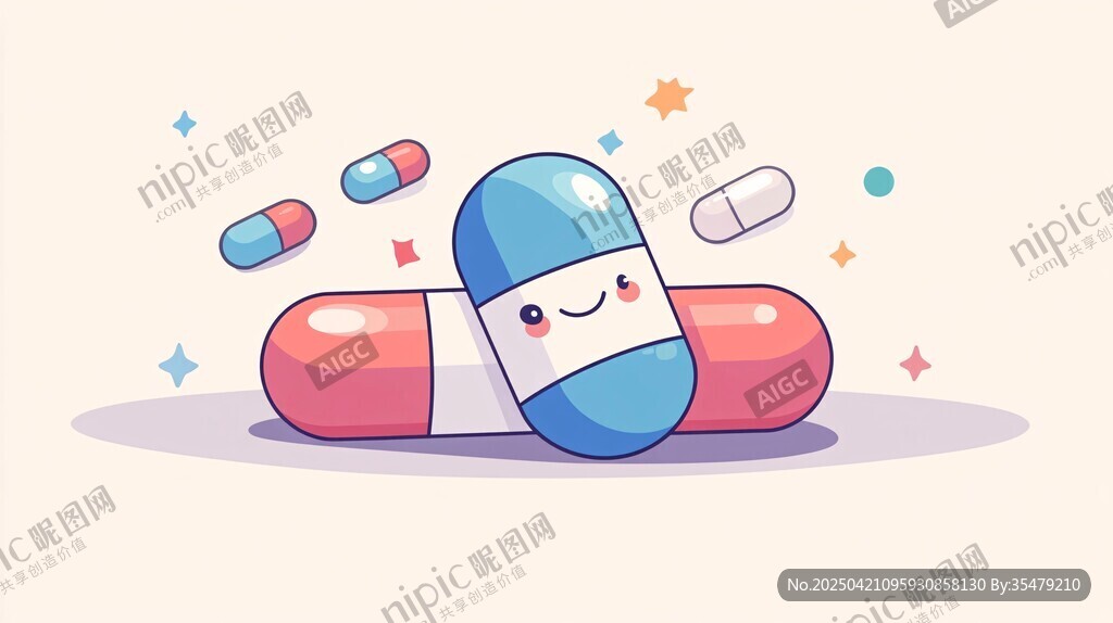 可爱卡通风格的趣味药丸