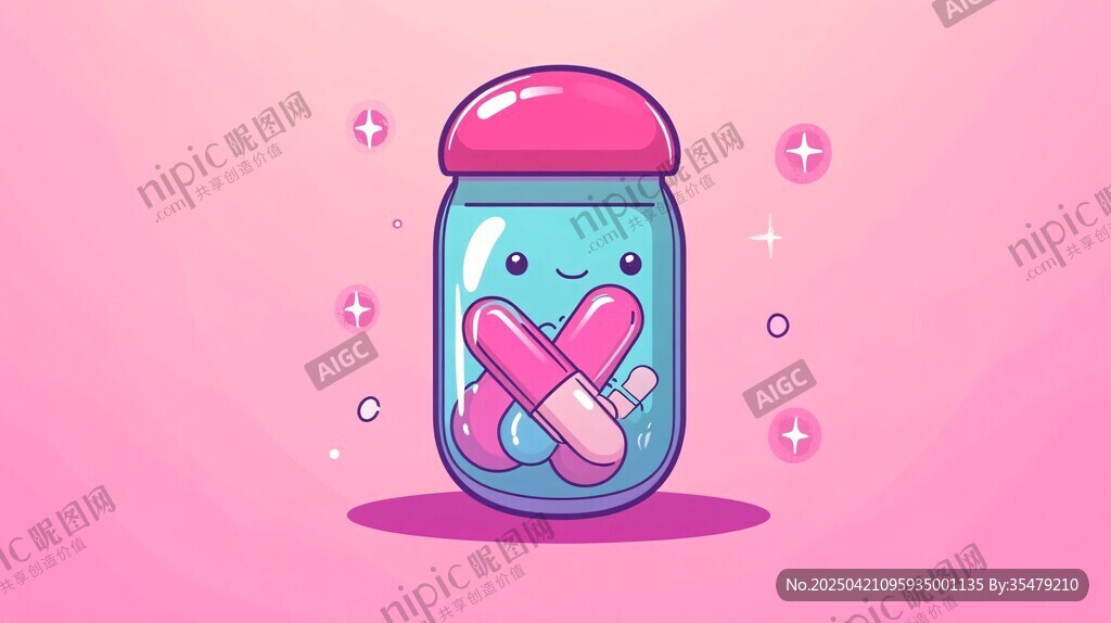 可爱罐子装着粉色物件