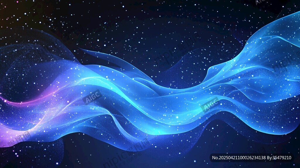 梦幻蓝色流光星空背景