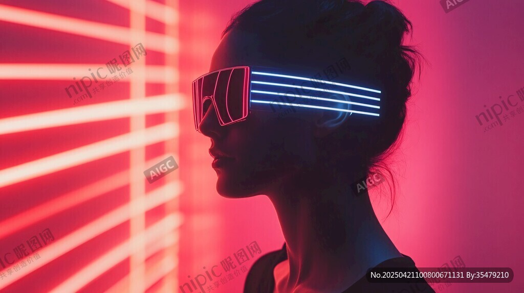 科技感女性佩戴未来风眼镜