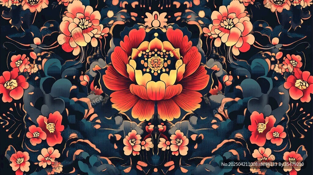 中式繁花图案 绚丽典雅