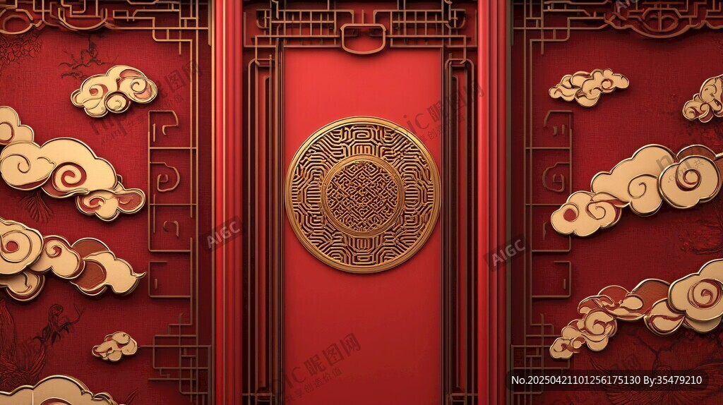 中式红墙金饰典雅背景