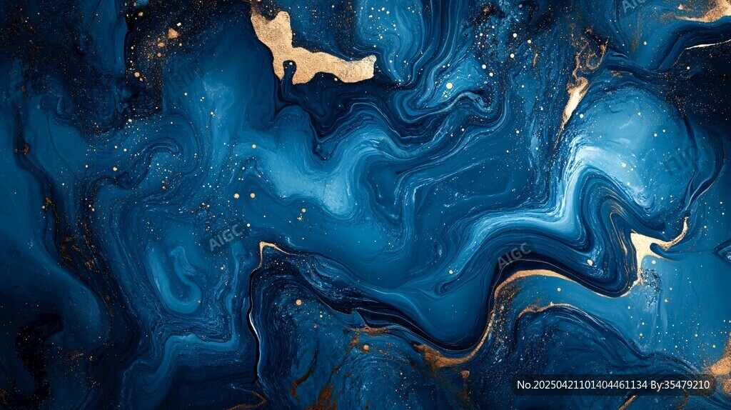 梦幻蓝金流体艺术纹理