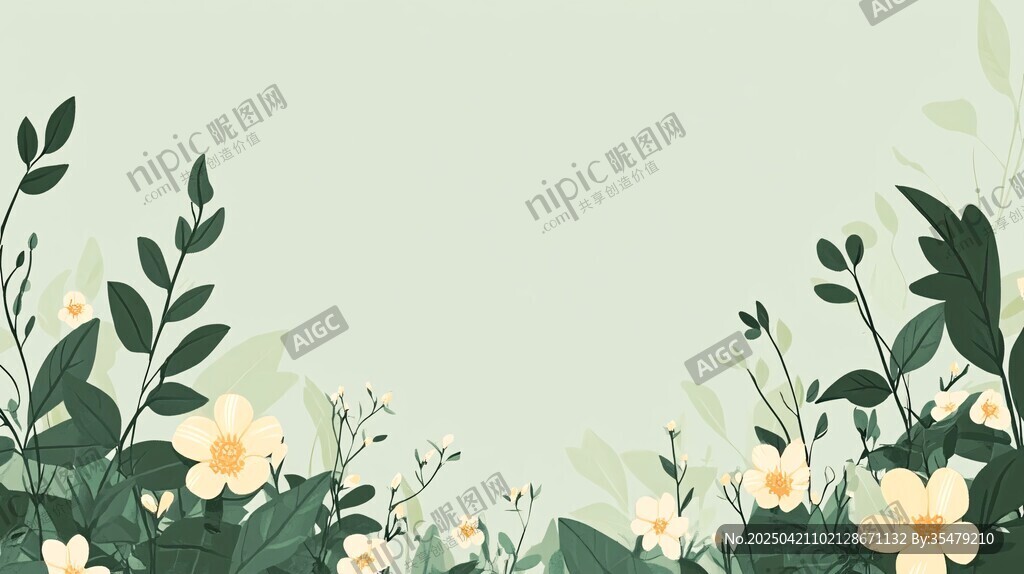 清新花草边框背景图