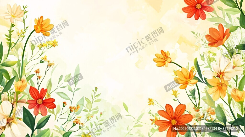 春日烂漫花卉背景图