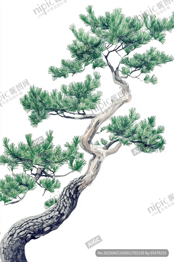 水墨苍松图