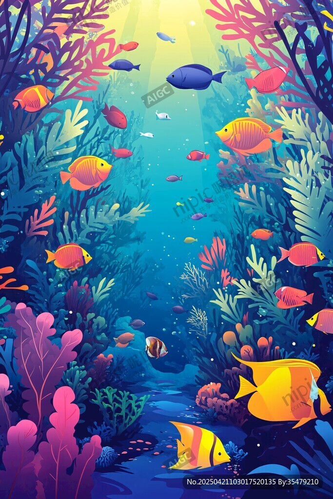 梦幻海底世界的缤纷鱼群