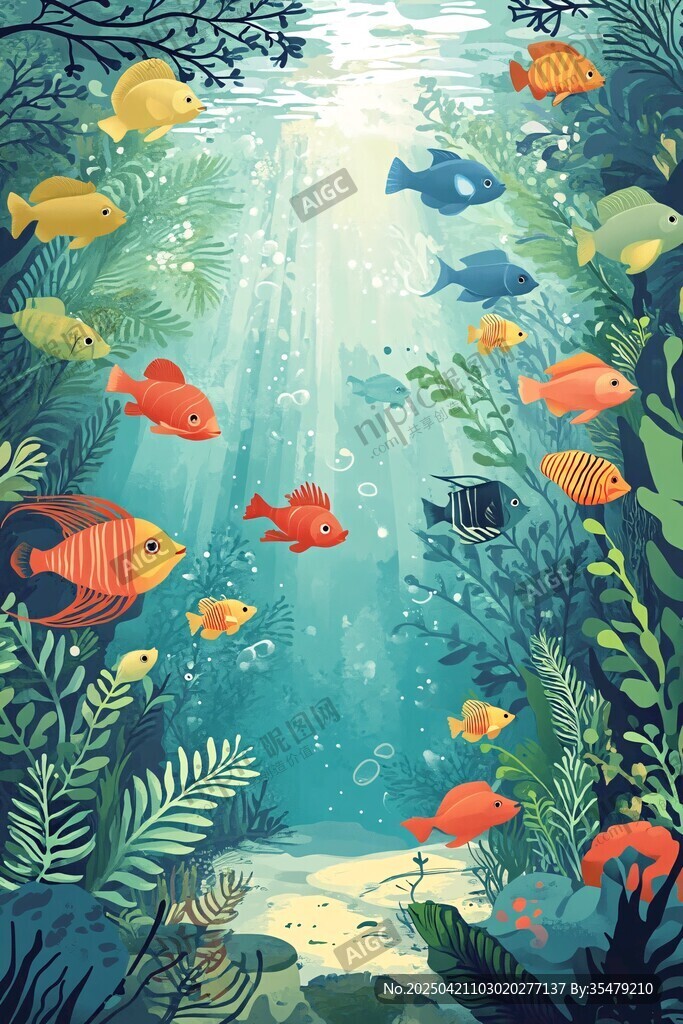 梦幻海底世界的多彩鱼儿
