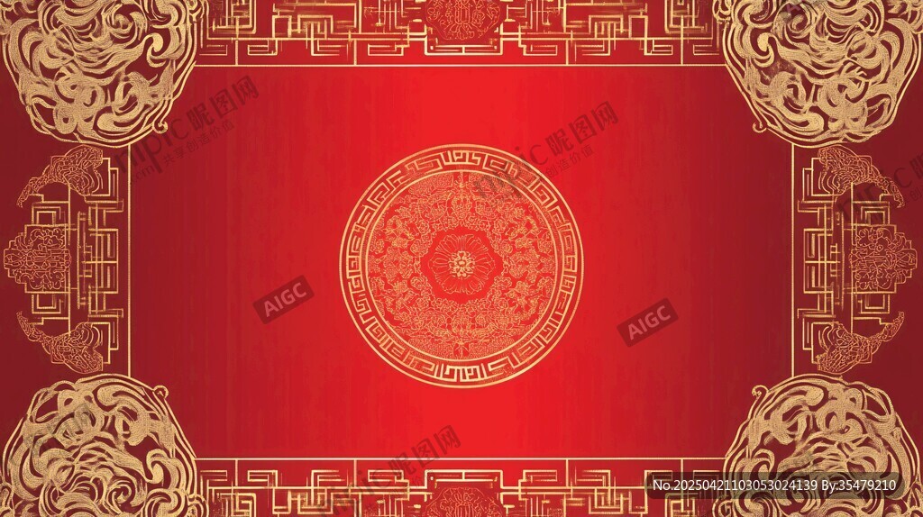 中式红金传统华丽装饰图