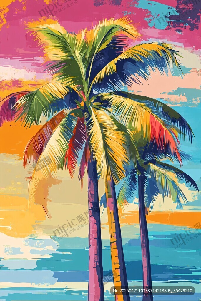 多彩椰树绘就海滨风情