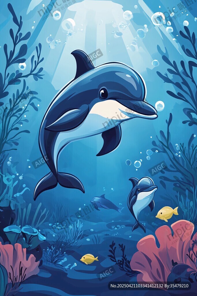 海底畅游的可爱海豚