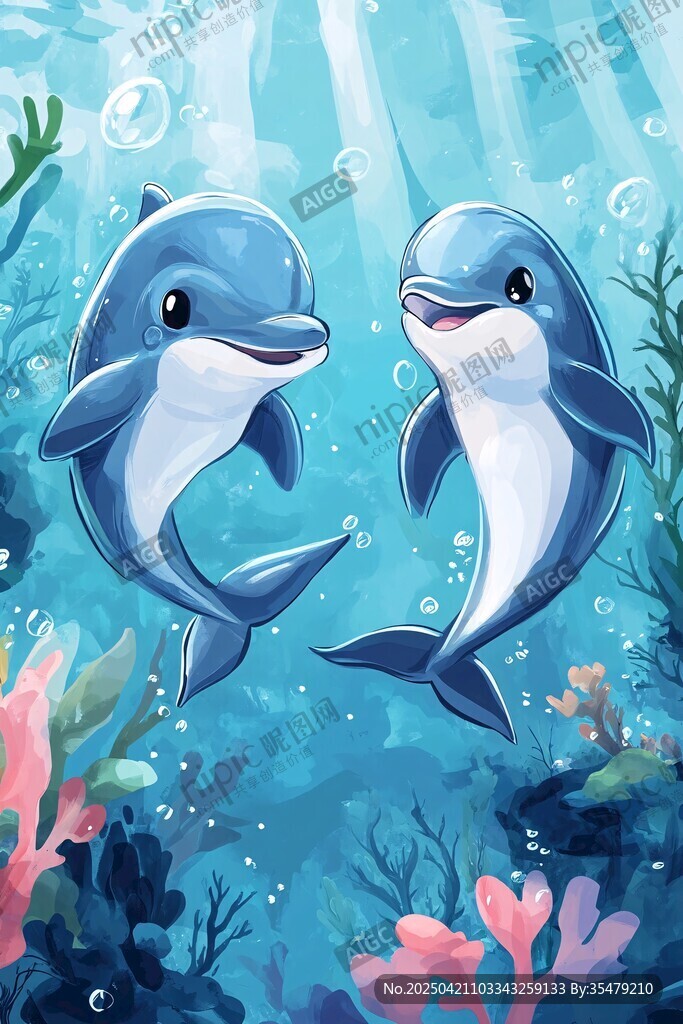 海底双海豚的欢乐邂逅