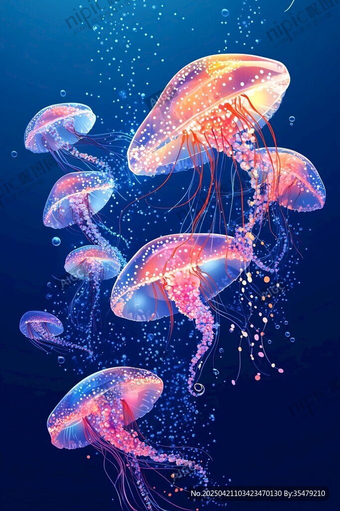 梦幻水母在深海中优雅游动
