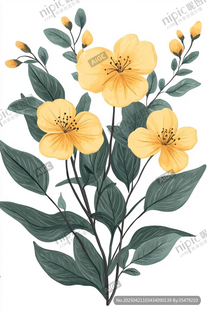黄色花卉插画