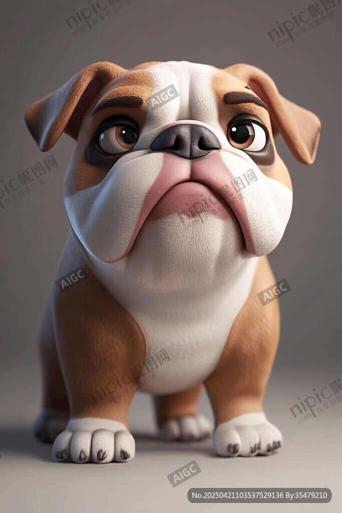 可爱萌趣的斗牛犬卡通形象