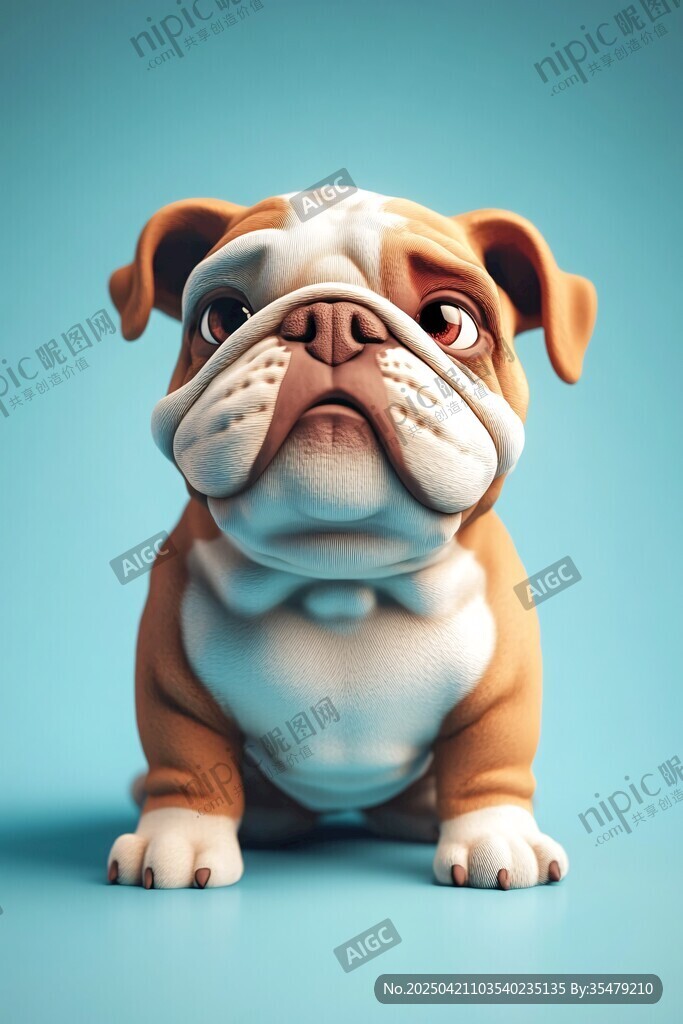 可爱斗牛犬3D形象展示