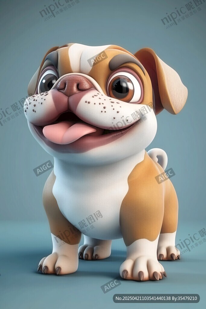 可爱萌趣的卡通斗牛犬