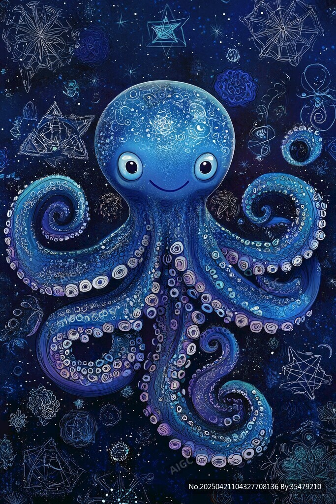 梦幻蓝章鱼的奇幻星空世界