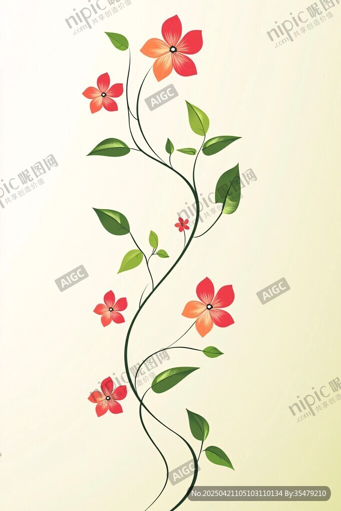 花卉藤蔓图案插画