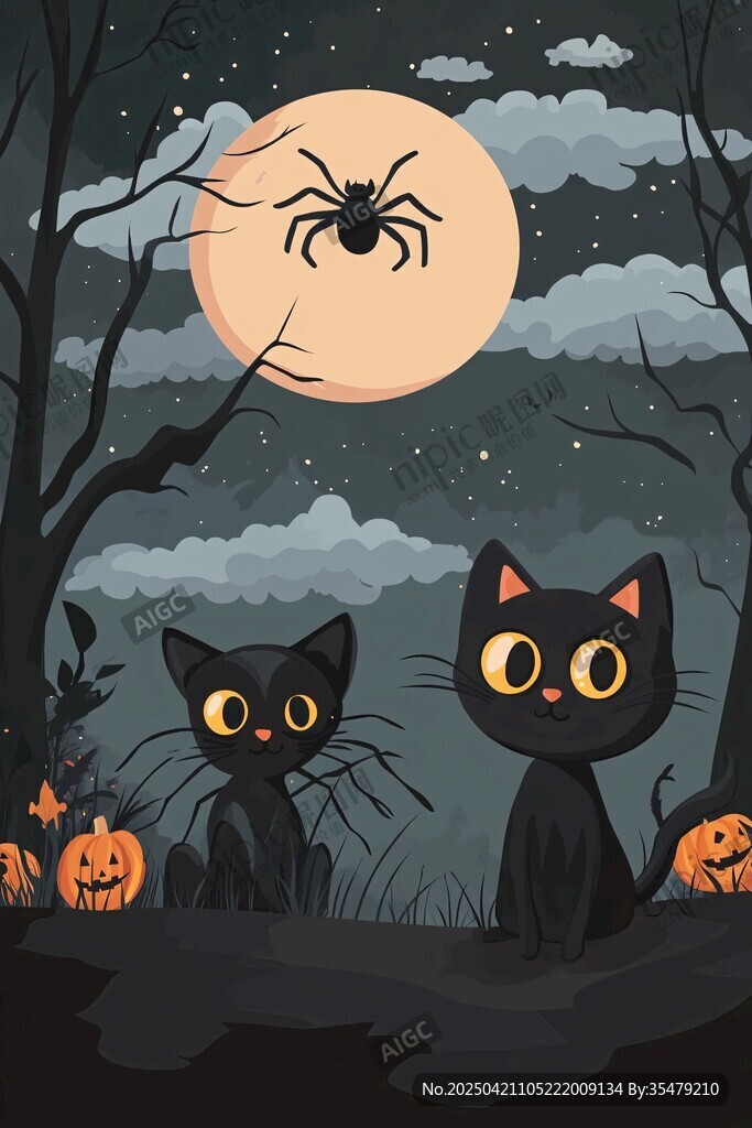 黑猫月夜下的万圣奇遇
