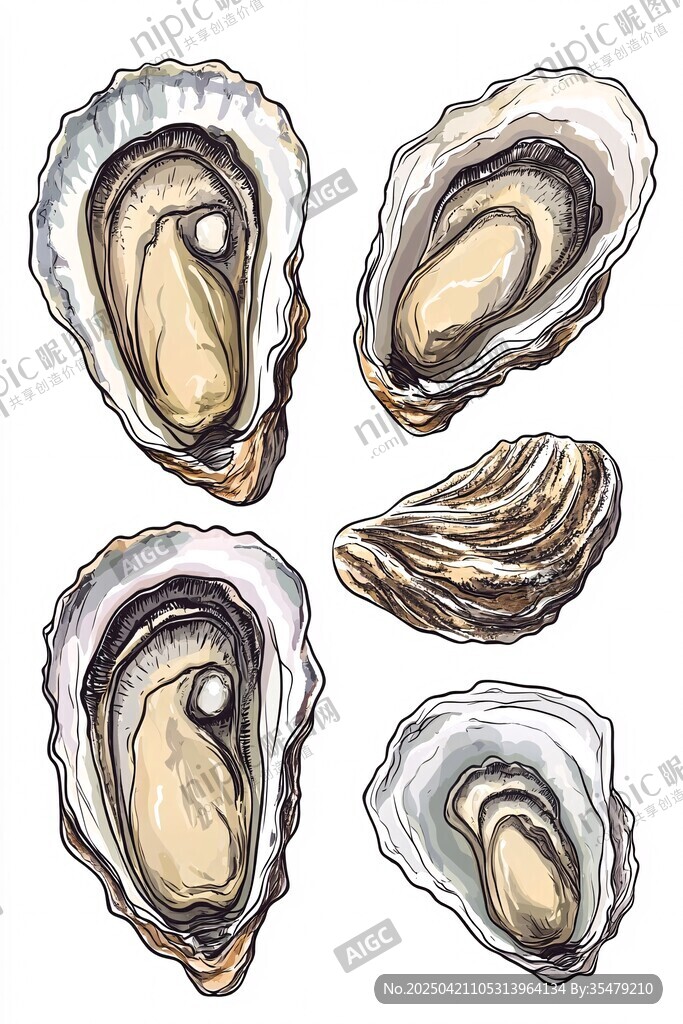 手绘生蚝插画