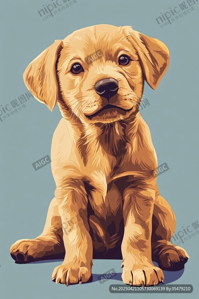 可爱小黄狗坐姿插画