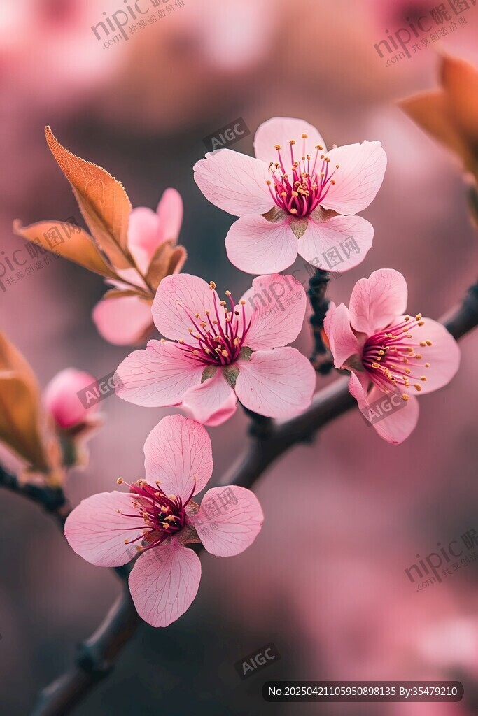 粉嫩桃花绽放枝头