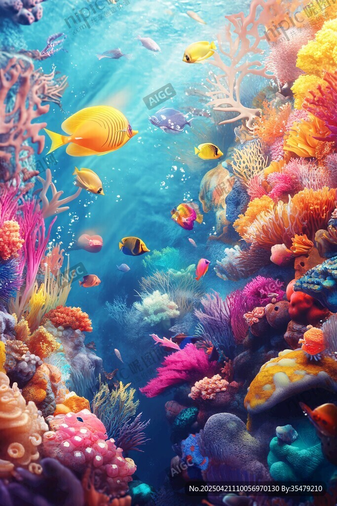 梦幻海底世界 多彩珊瑚鱼群
