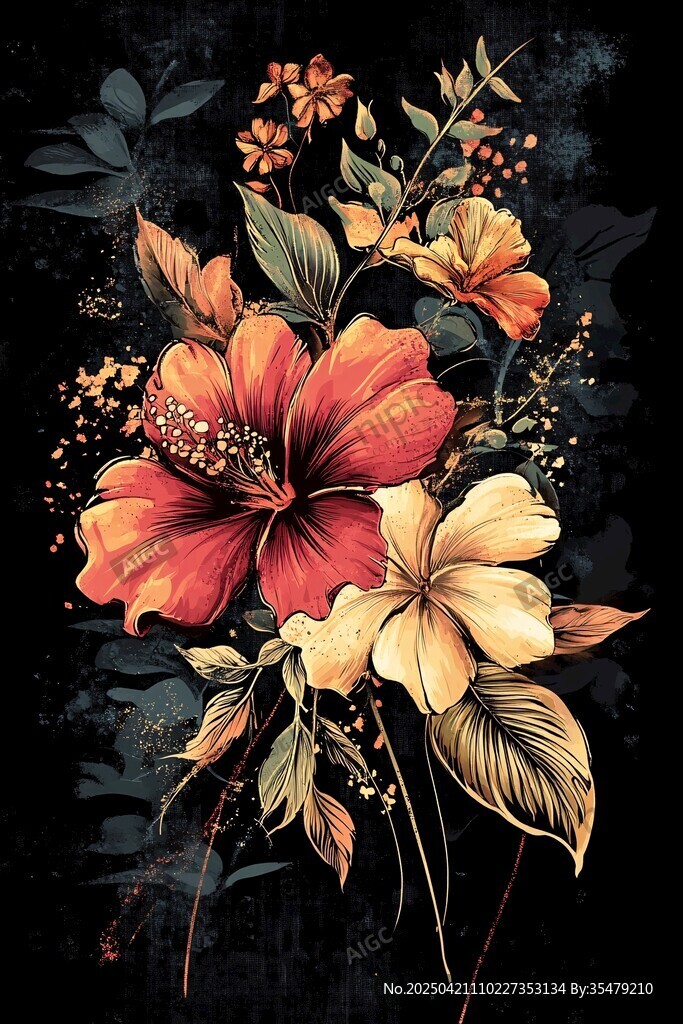 绚丽花卉插画