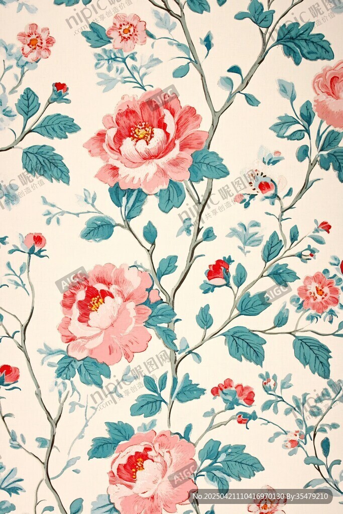 中式花卉图案精美壁纸