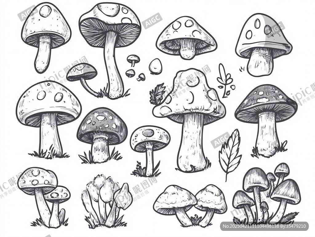 手绘蘑菇插画集合