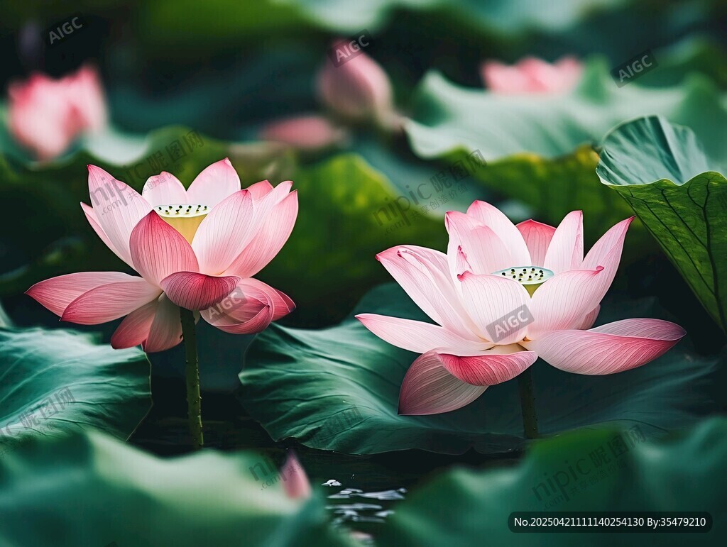 夏日绽放的娇艳荷花
