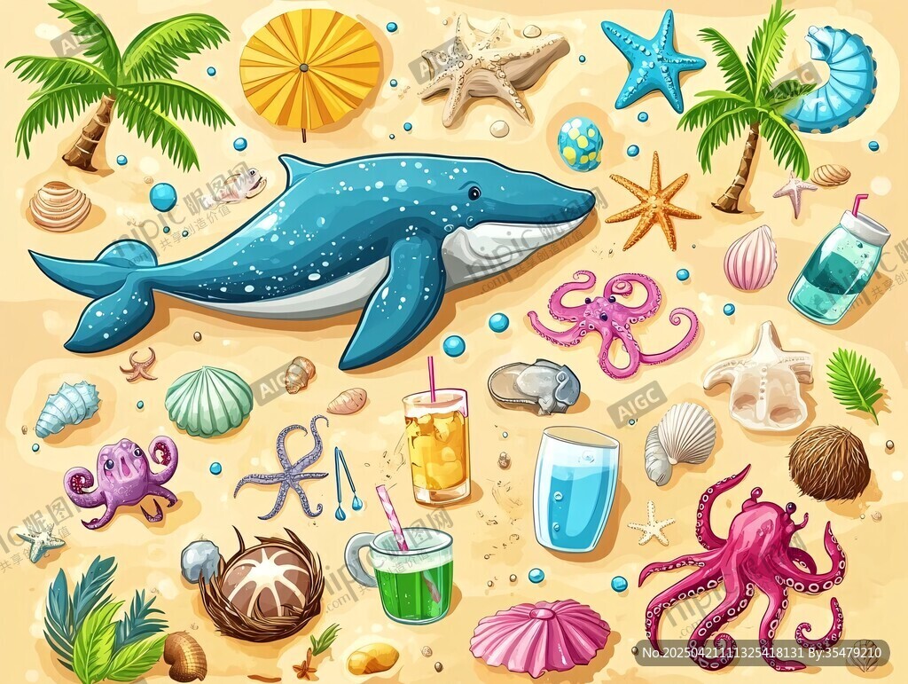 海洋夏日元素插画