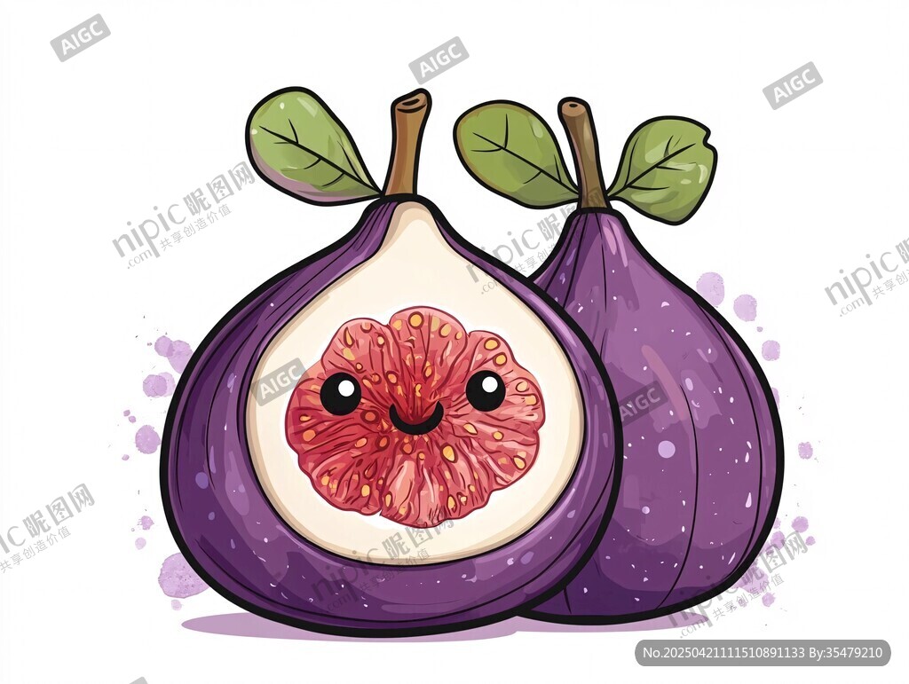 可爱卡通无花果插画