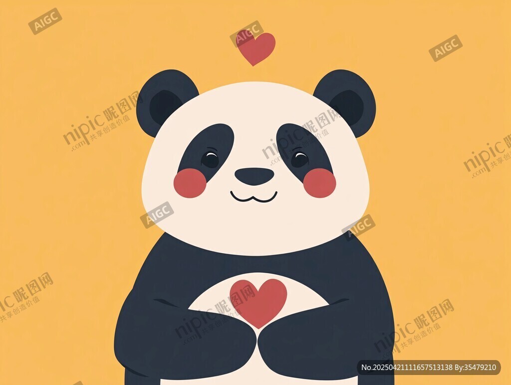可爱熊猫比心超萌瞬间