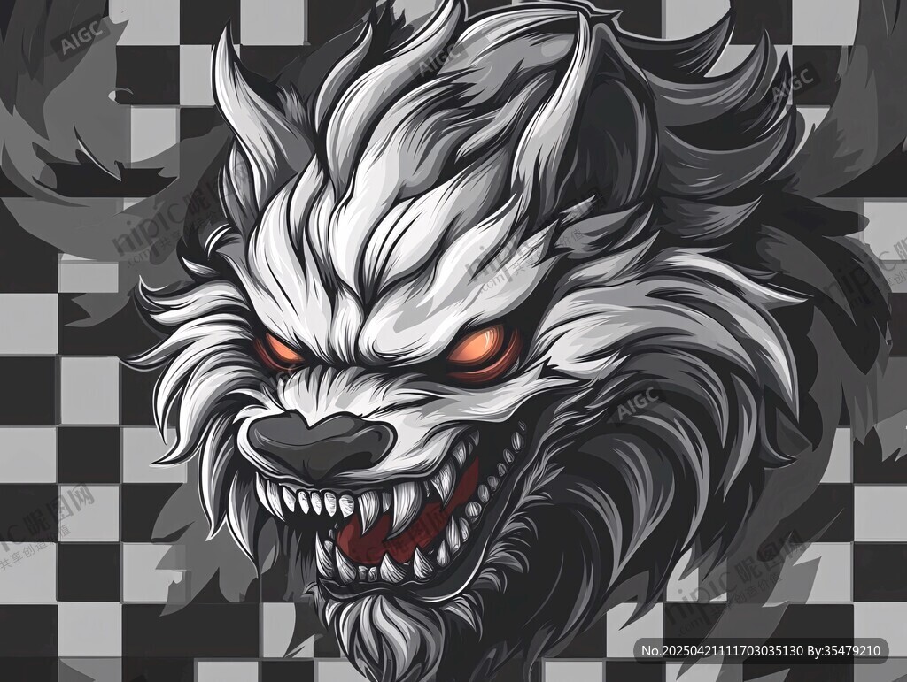 怒目狼头插画