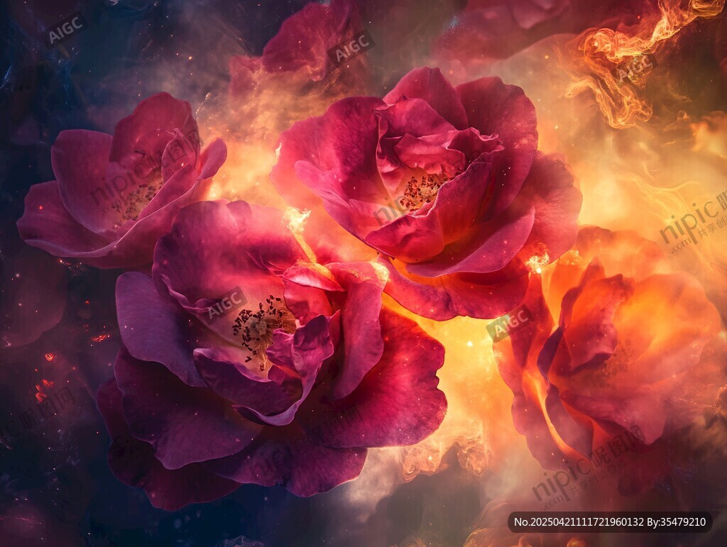 梦幻火焰玫瑰奇幻景象