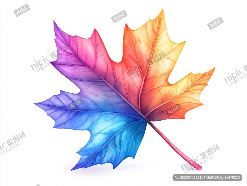 梦幻多彩枫叶插画