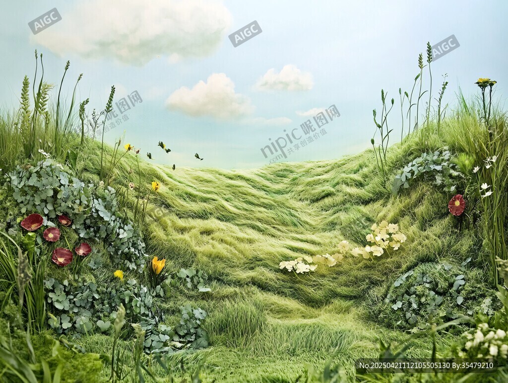 梦幻绿野花草烂漫美景