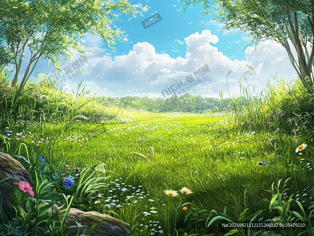 夏日绿野风光梦幻自然景