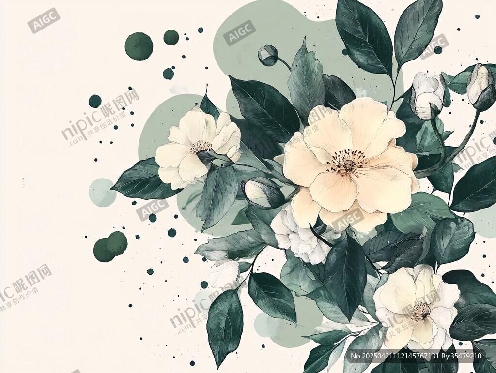 淡雅花卉插画