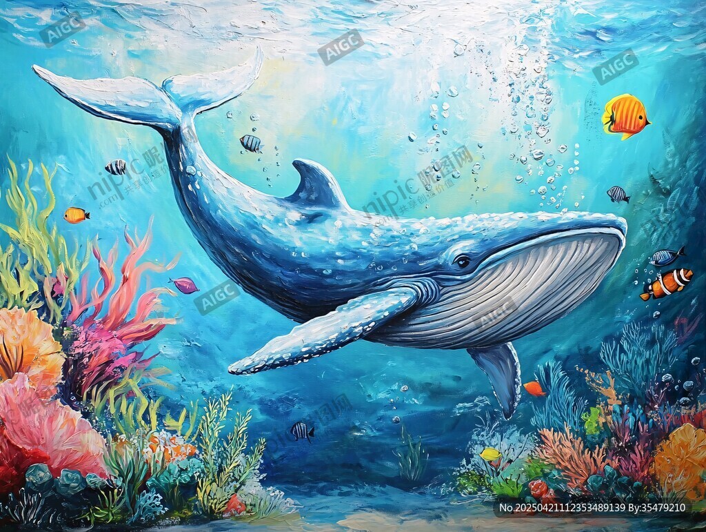 深海蓝鲸与缤纷海底世界