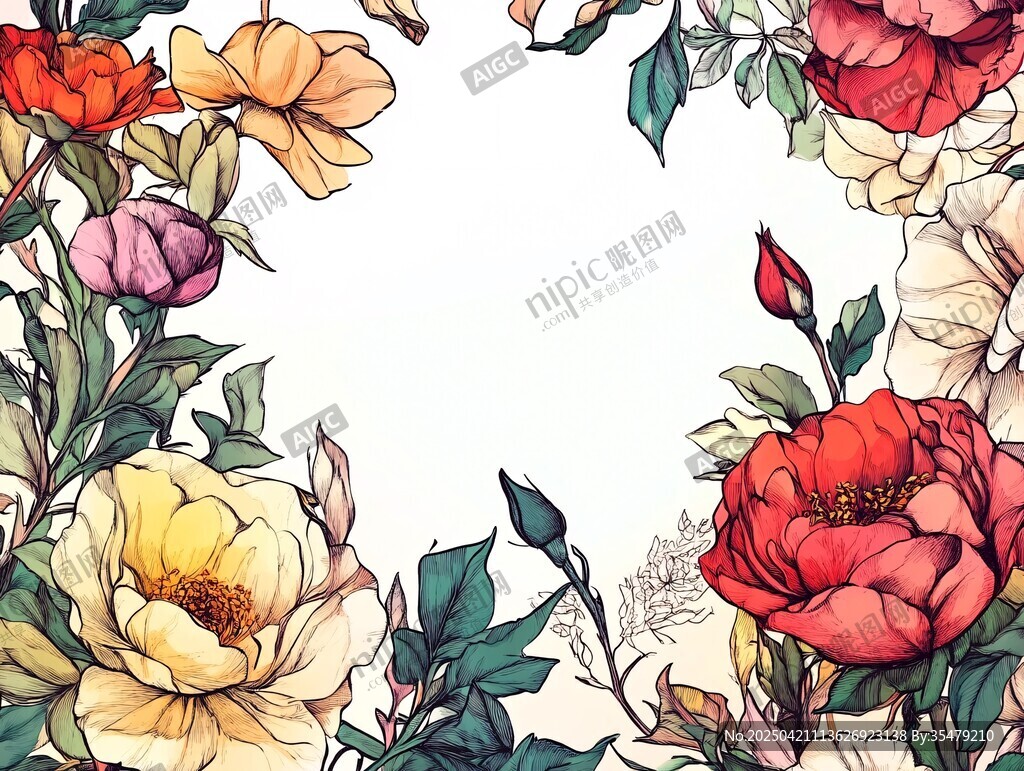 花卉边框装饰插画