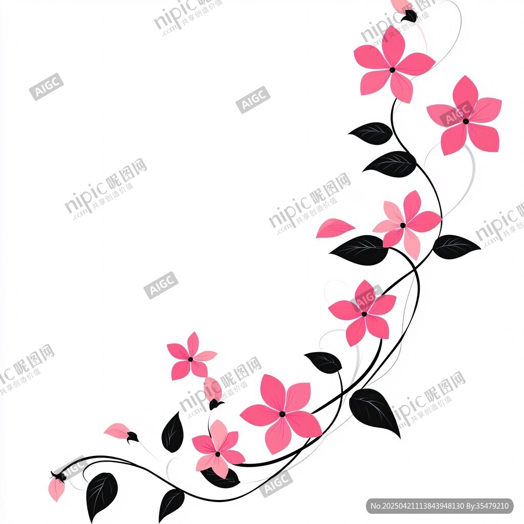 粉色花朵藤蔓装饰图案