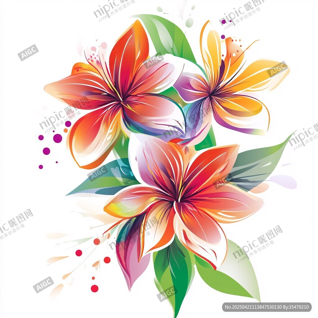 多彩花卉插画 清新绽放