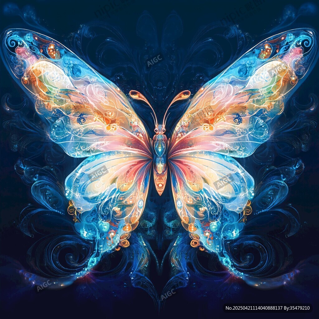 梦幻炫彩蝴蝶插画艺术
