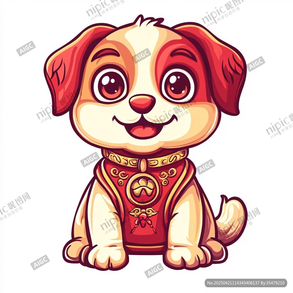 可爱萌趣小狗中式装扮形象